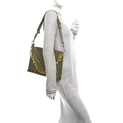 Louis Vuitton Lambskin Embossed Monogram Coussin MM Khaki 2 of 9