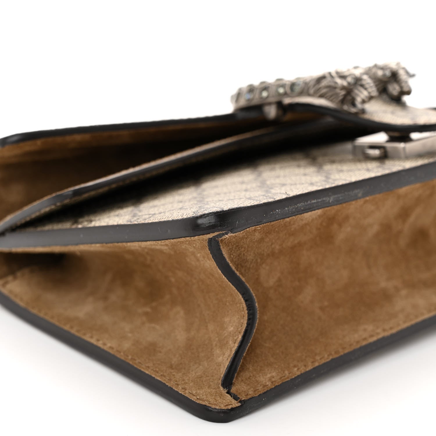 Gucci GG Supreme Monogram Suede Crystal Small Dionysus Shoulder Bag Beige Ebony Taupe 9 of 12