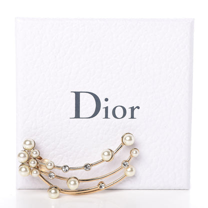 Christian Dior Pearl Crystal Clip On Earring Gold 5 of 5