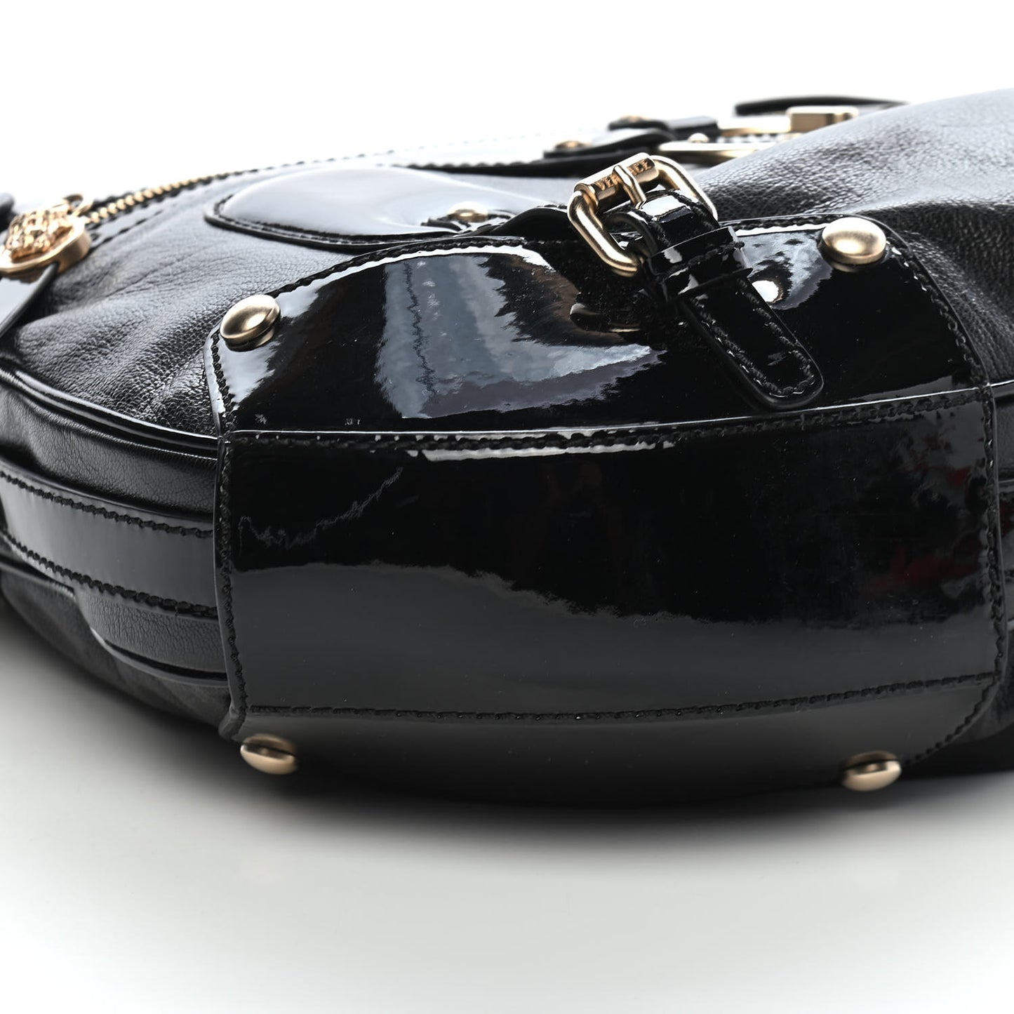 Patent Studded Hobo Black