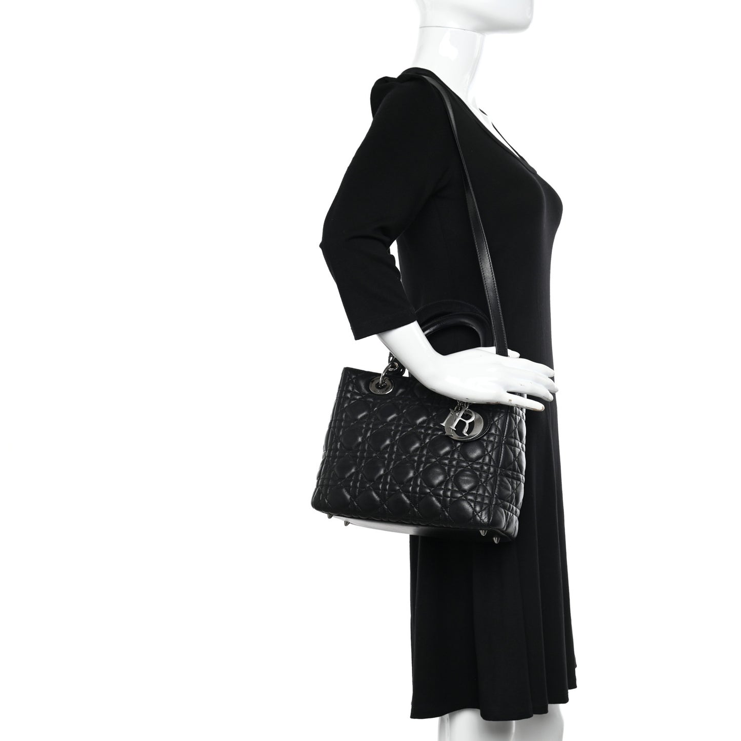 Lambskin Cannage Medium Lady Dior Black