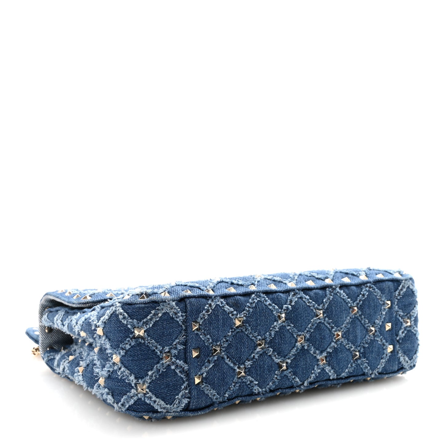 Denim Medium Rockstud Spike Shoulder Bag Denim