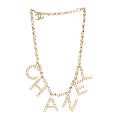 Chanel Crystal City of Lights Letter Chain Necklace Gold 3 of 5