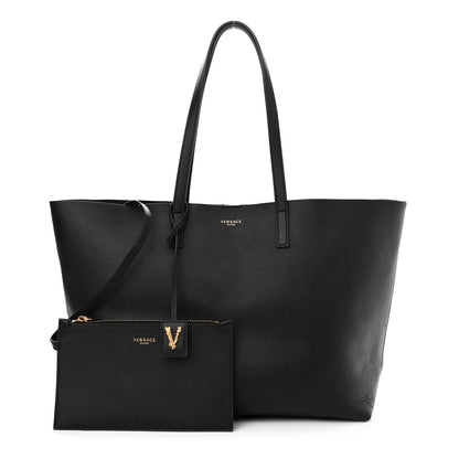 Versace Calfskin Virtus Tote Black 1 of 13