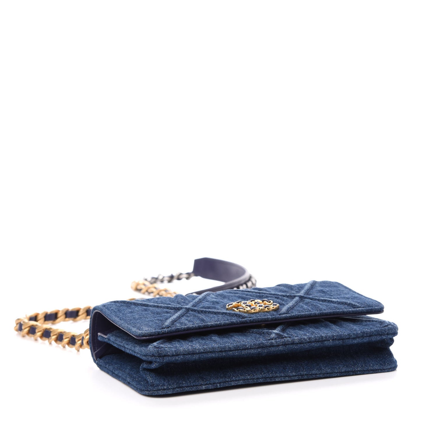 Denim Quilted 19 Wallet On Chain WOC Blue