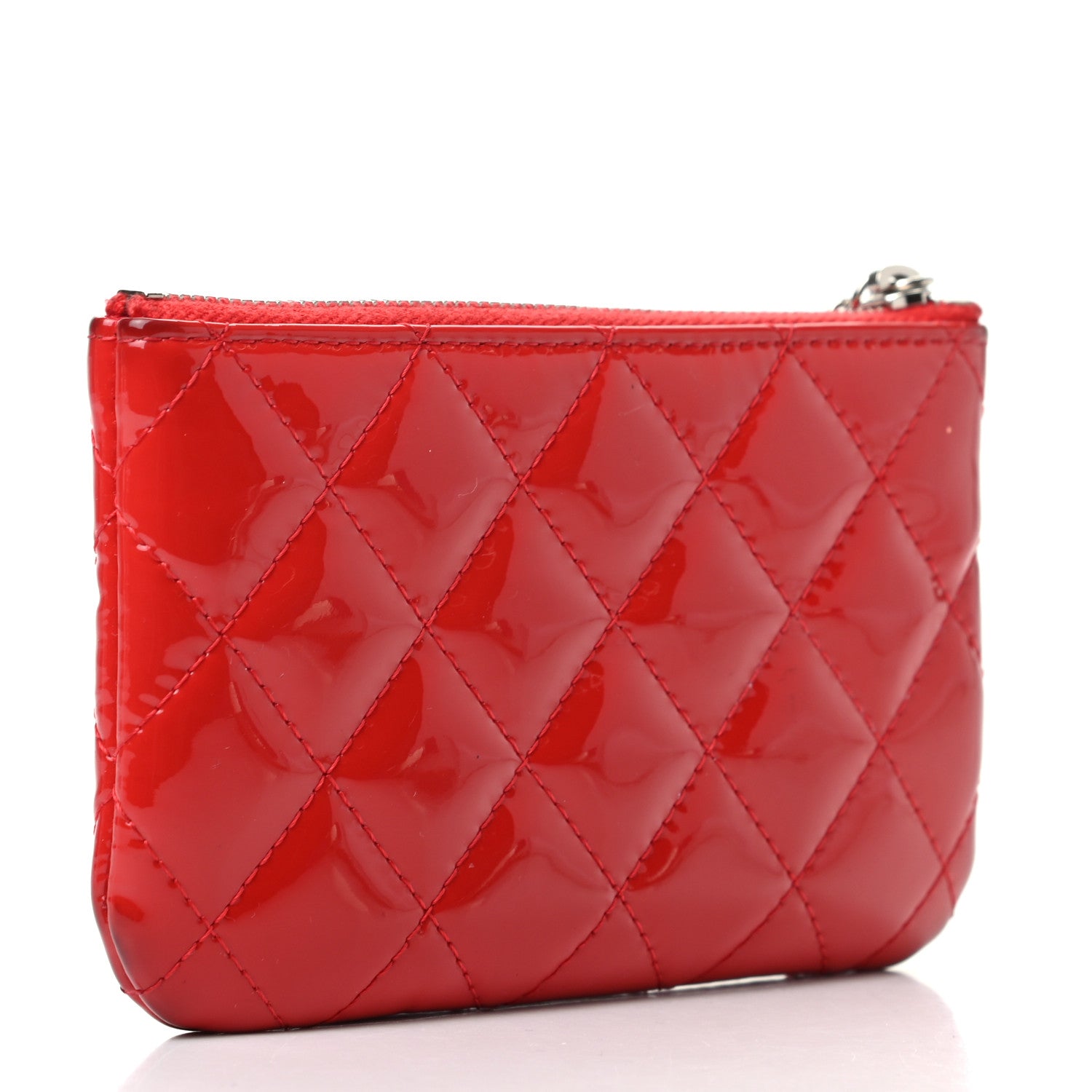 Chanel Patent Quilted Valentine Hearts Small Cosmetic Case Red 3 of 9