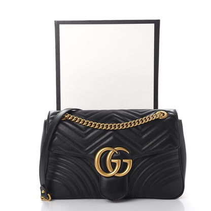 Gucci Calfskin Matelasse Medium GG Marmont Shoulder Bag Black 10 of 10