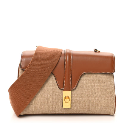 Celine Canvas Calfskin Teen Soft 16 Shoulder Bag Beige Tan 1 of 10