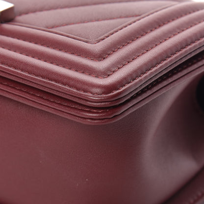 Chanel Calfskin Chevron Quilted Small Boy Flap Burgundy 10 of 13