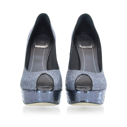 Christian Dior Glitter Sequin Miss Dior Peep Toe Pumps 37.5 4 of 7