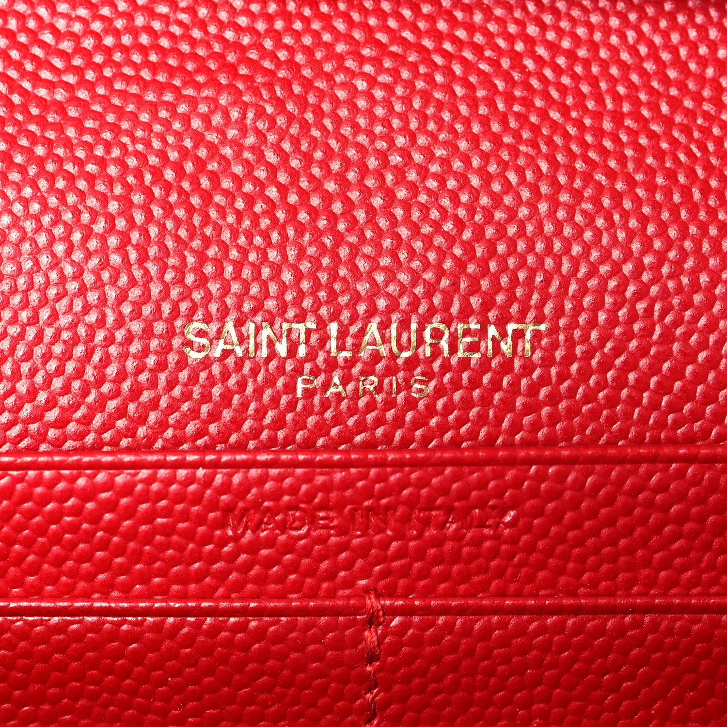 Saint Laurent Grain De Poudre Matelasse Chevron Monogram Envelope Chain Wallet New Red 5 of 9