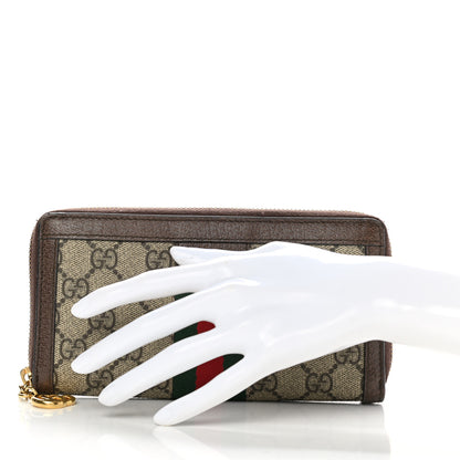 Gucci GG Supreme Monogram Web Ophidia Zip Around Wallet Brown 2 of 8