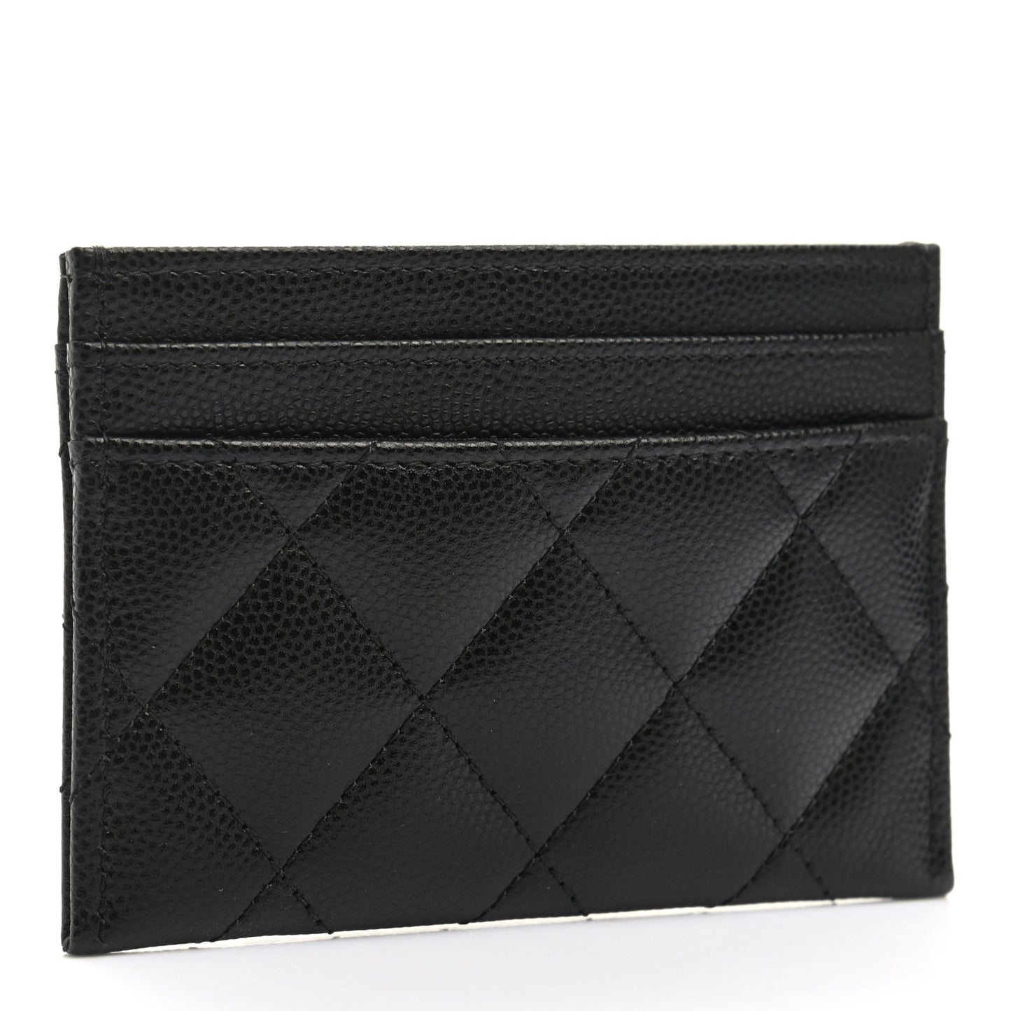 Caviar Quilted Crystal Card Holder Black