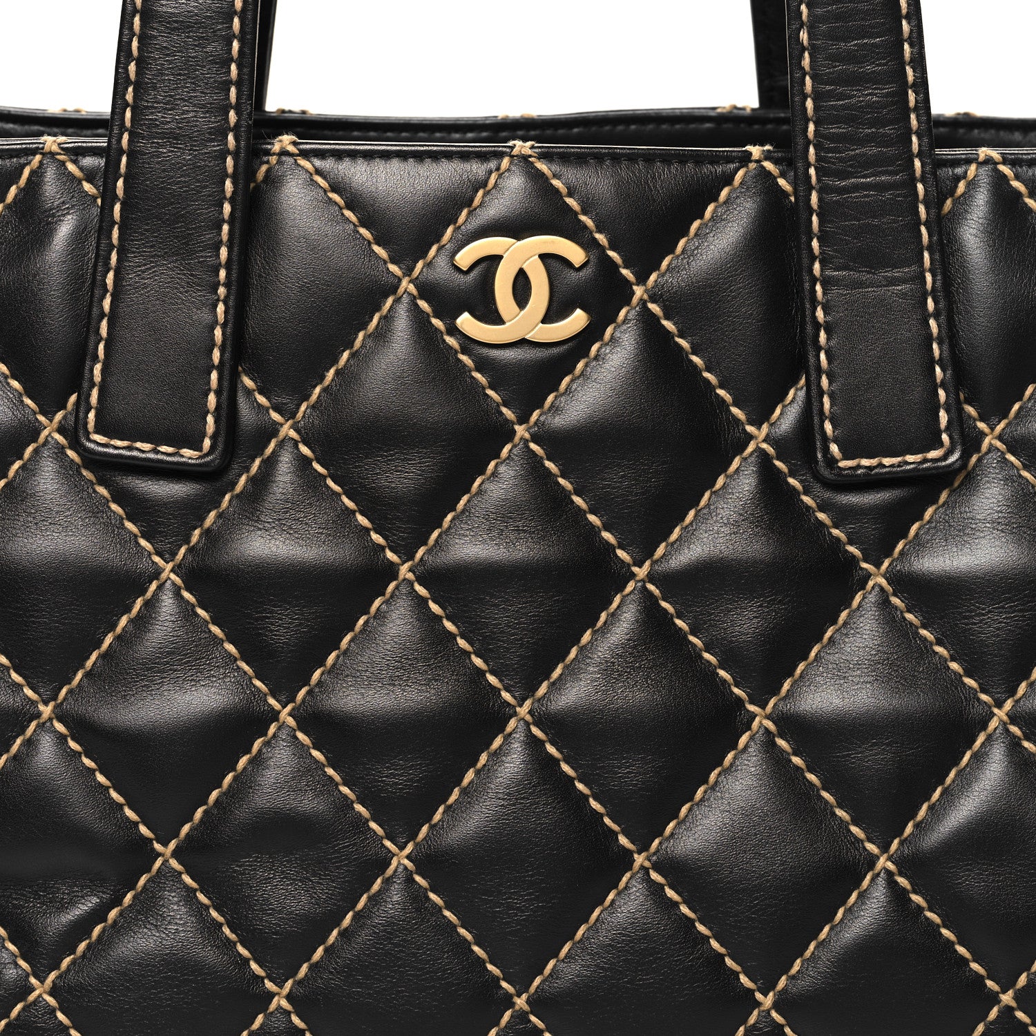 Chanel Calfskin Contrast Stitch Surpique Tote Black 8 of 12