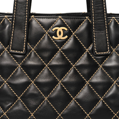Chanel Calfskin Contrast Stitch Surpique Tote Black 8 of 12