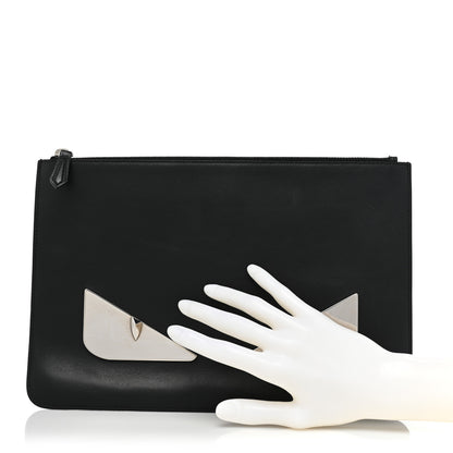 Fendi Vitello Century Metal Monster Eyes Pouch Black 2 of 10