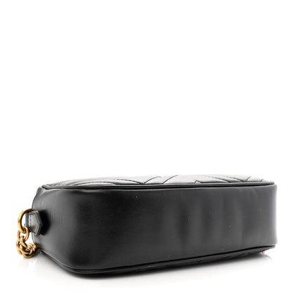 Gucci Calfskin Matelasse Small GG Marmont Chain Shoulder Bag Black 4 of 10