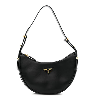 Prada Soft Calfskin Arque Shoulder Bag Black 1 of 9