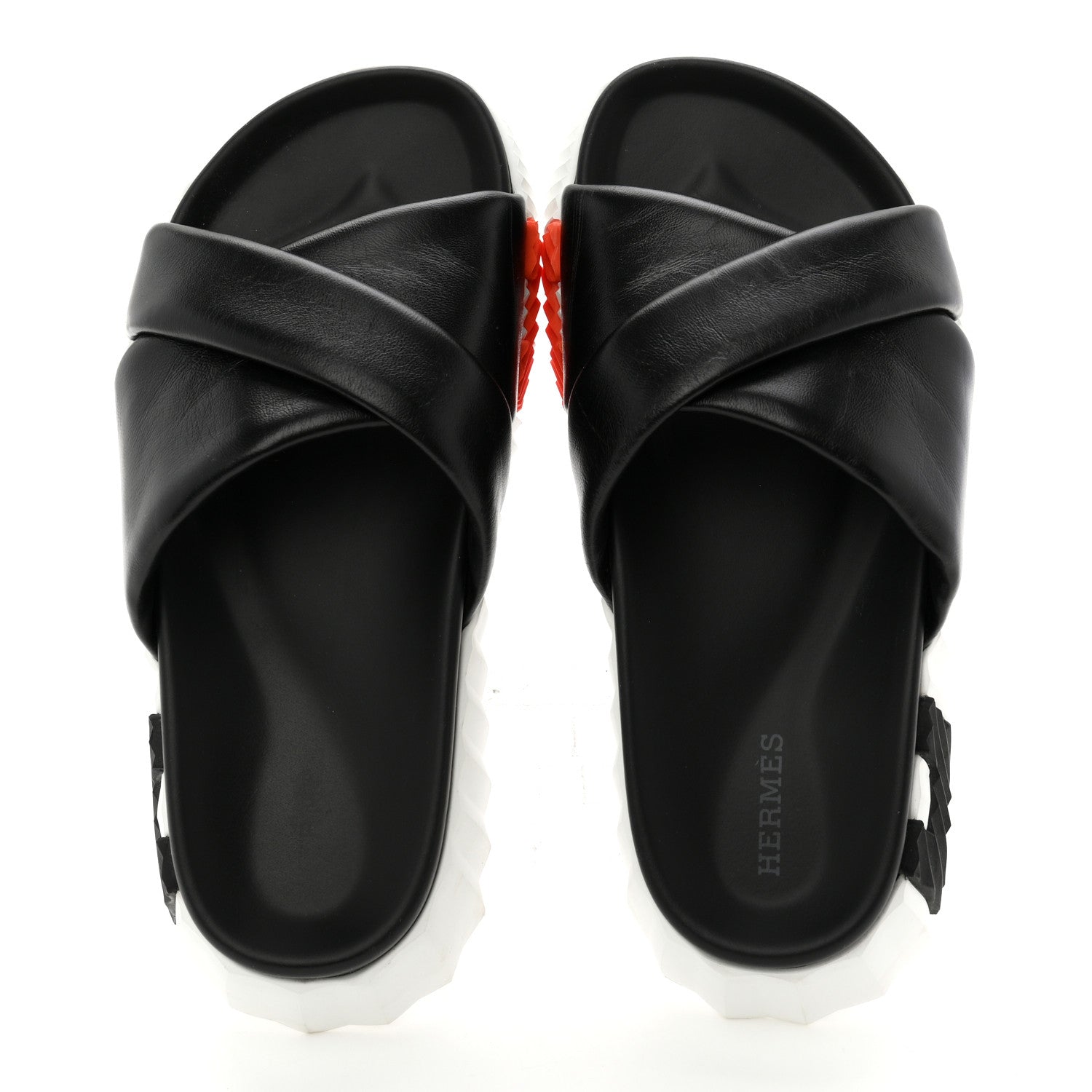 Hermes Nappa Womens Infra Sandals 35.5 Black 2 of 9