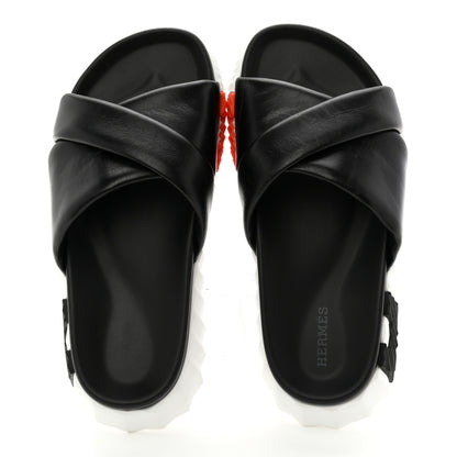 Hermes Nappa Womens Infra Sandals 35.5 Black 2 of 9
