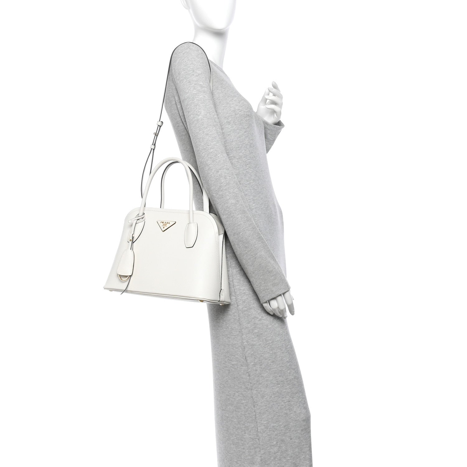 Prada Saffiano Cuir Calfskin Promenade Tote Bianco 2 of 10
