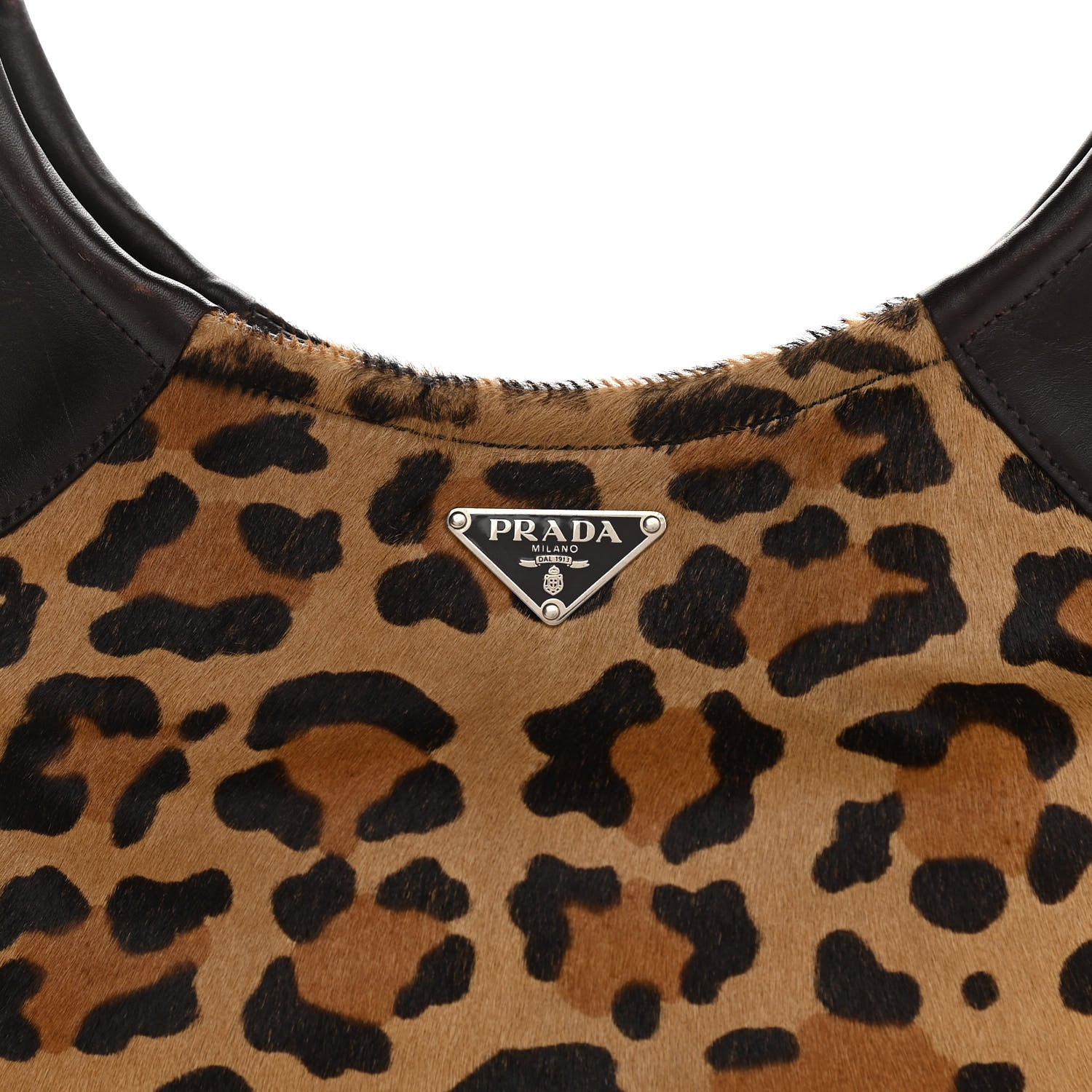 Prada Calf Hair Leopard Print Hobo Miele Moro 9 of 14