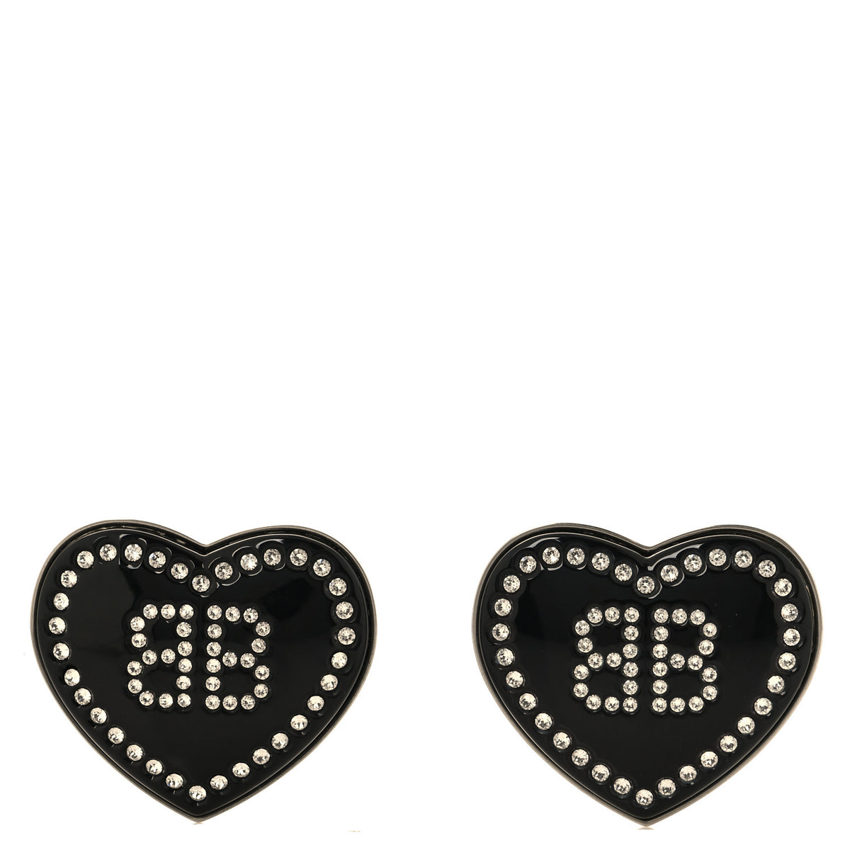 Crystal Resin BB Heart Earrings  Black