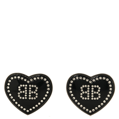 Balenciaga Crystal Resin BB Heart Earrings  Black 1 of 5