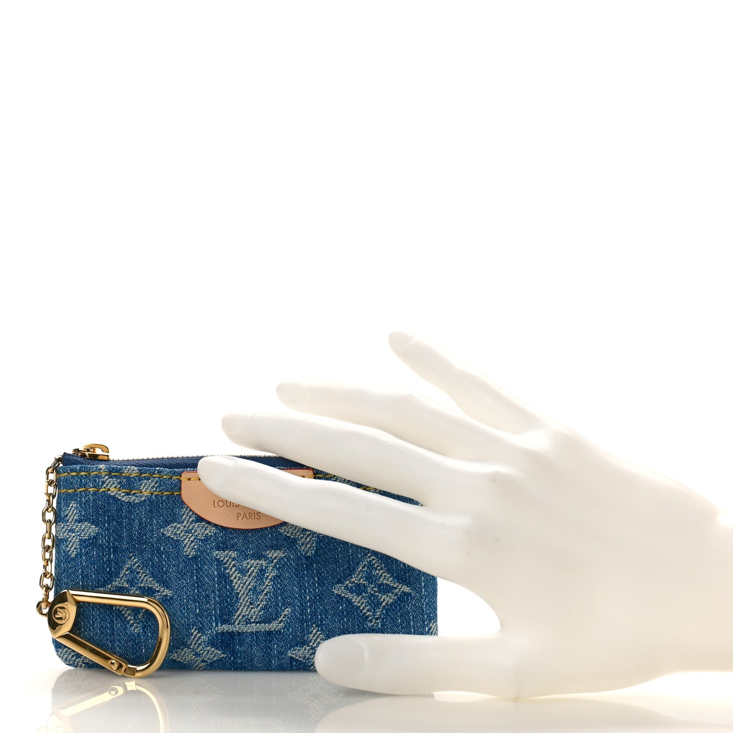 Monogram Denim Key Pouch Denim Blue
