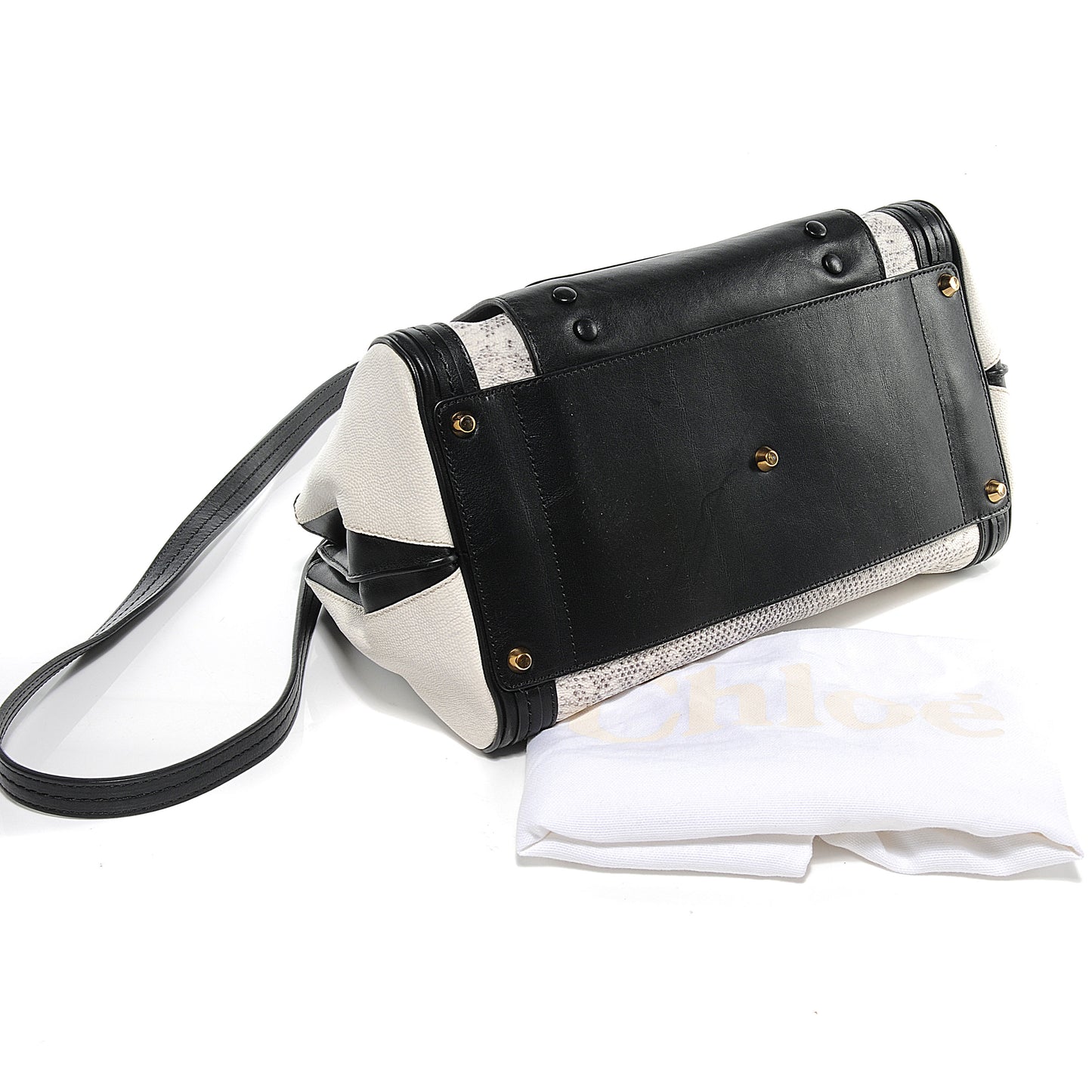 Lizard Embossed Mini Alice Satchel Black White
