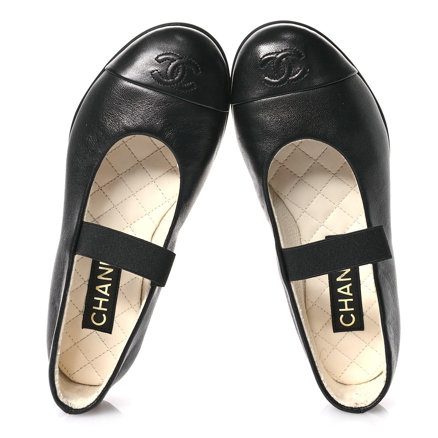 Chanel Lambskin Cap Toe CC Mary Jane Flats 36.5 Black 2 of 9