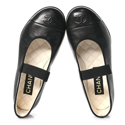 Chanel Lambskin Cap Toe CC Mary Jane Flats 36.5 Black 2 of 9