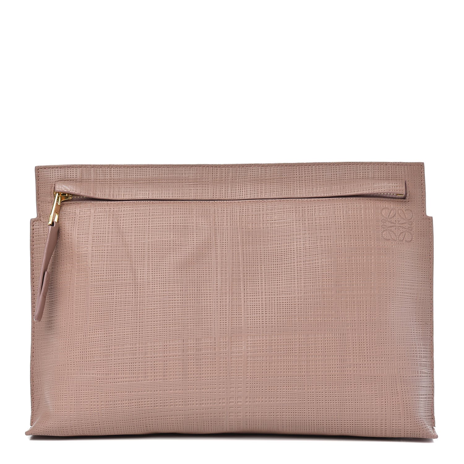 Loewe Calfskin Linen Embossed Large T Pouch Blush 1 of 9