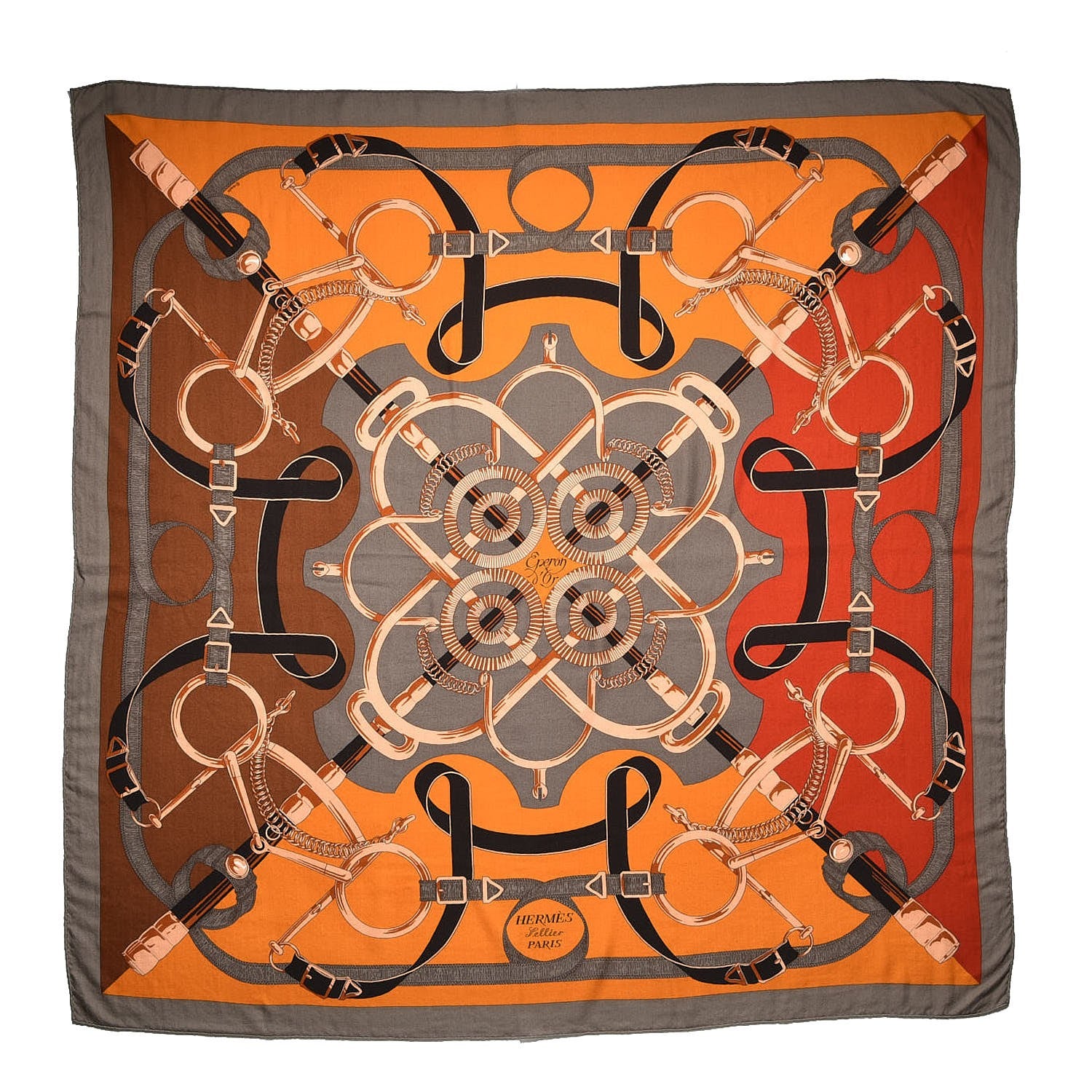 Hermes Cashmere Silk Eperon D'Or Shawl 140 1 of 7