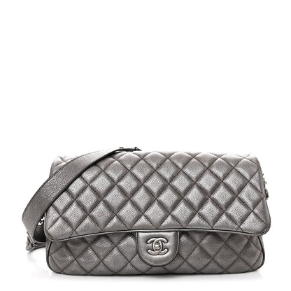 Chanel Metallic Grained Calfskin Quilted Medium Casual Rock Flap Charcoal 1 of 13