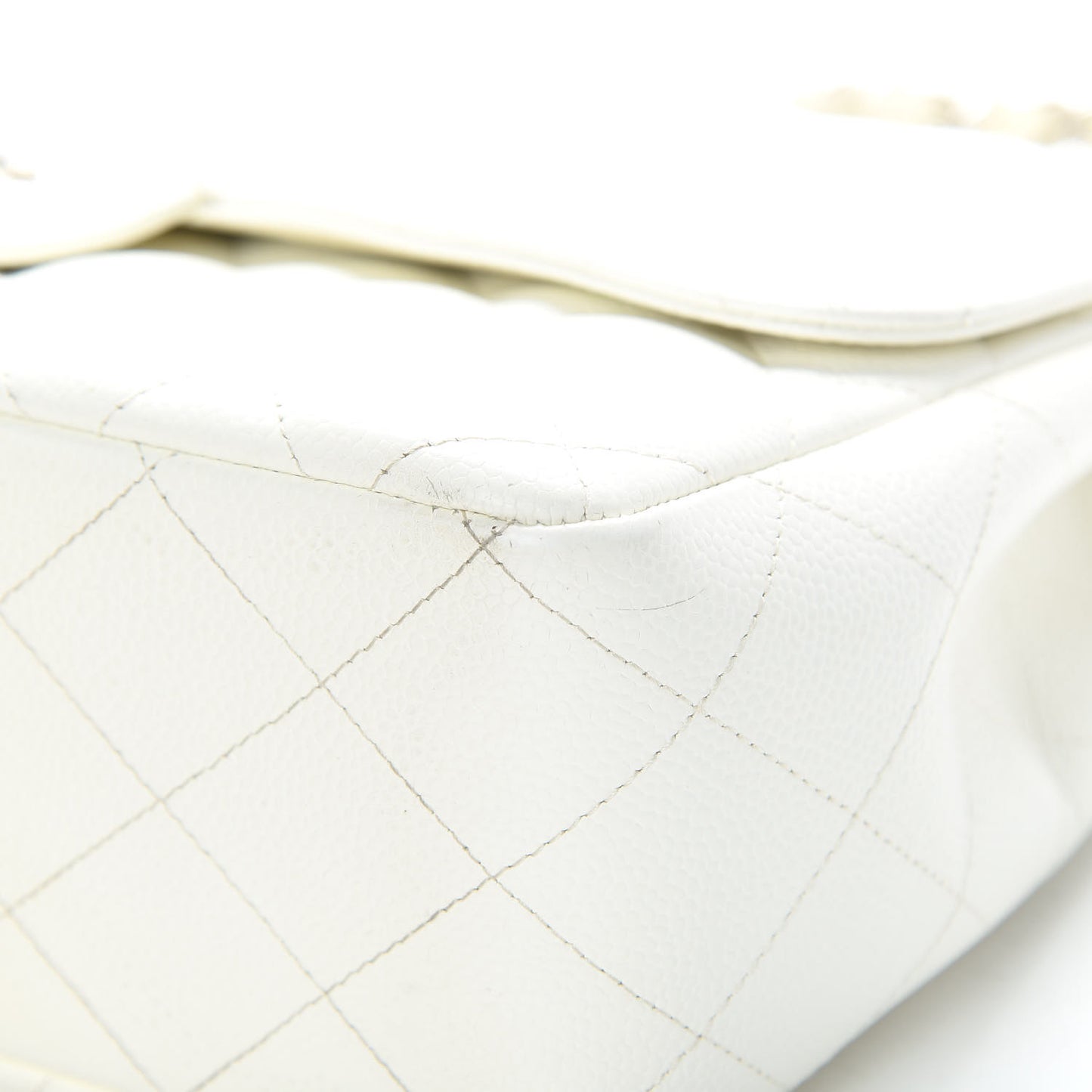 Caviar Quilted Jumbo Single Flap White