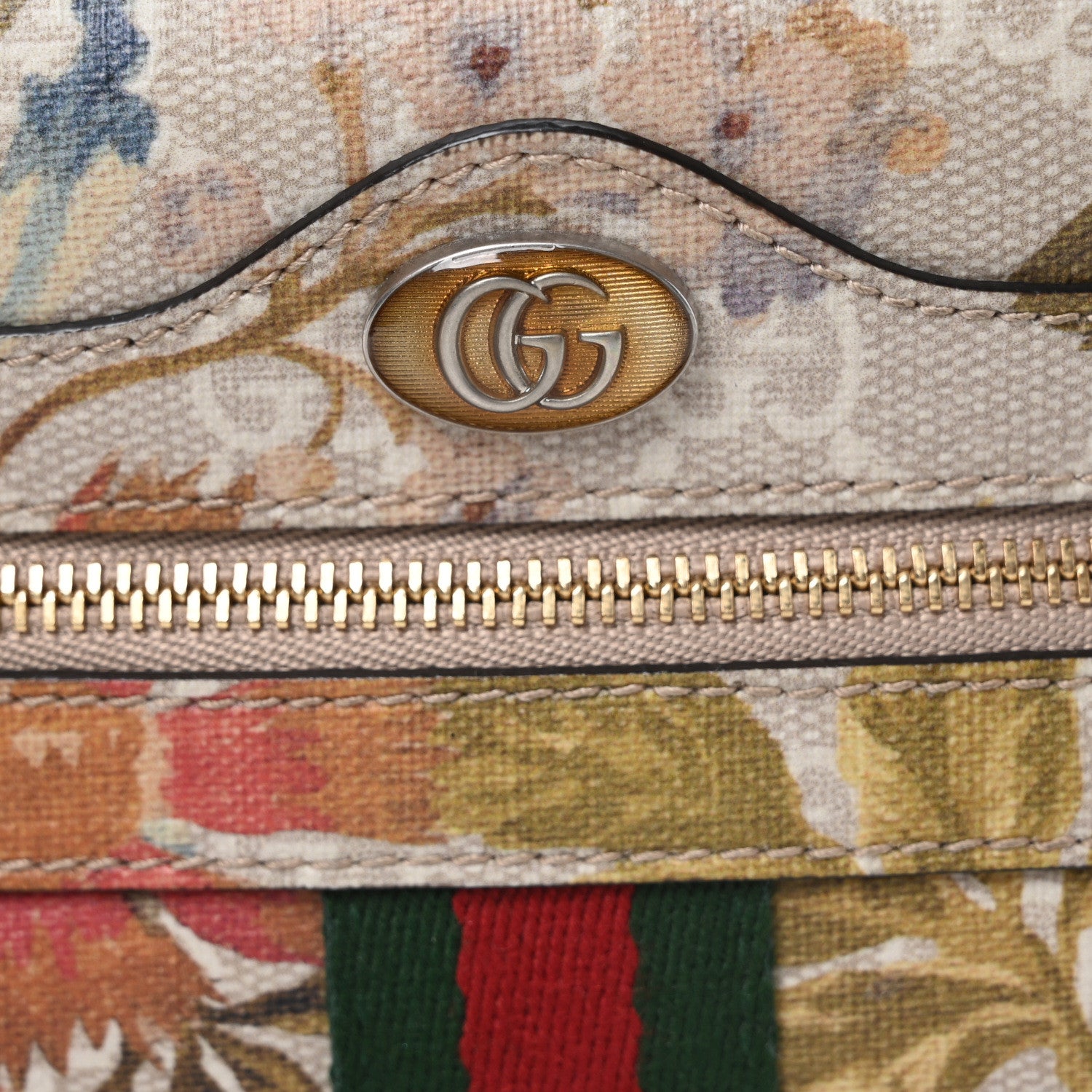 Gucci GG Supreme Monogram Water Flora Web Mini Ophidia Shoulder Bag Beige White Multicolor 8 of 10