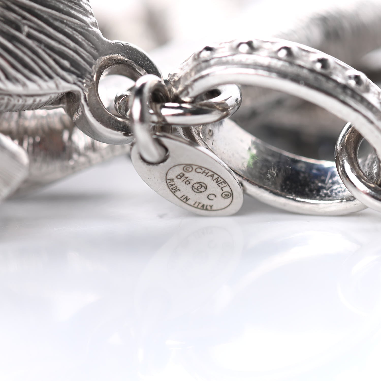Chanel Crystal CC Chain Link Choker Necklace Silver 4 of 5