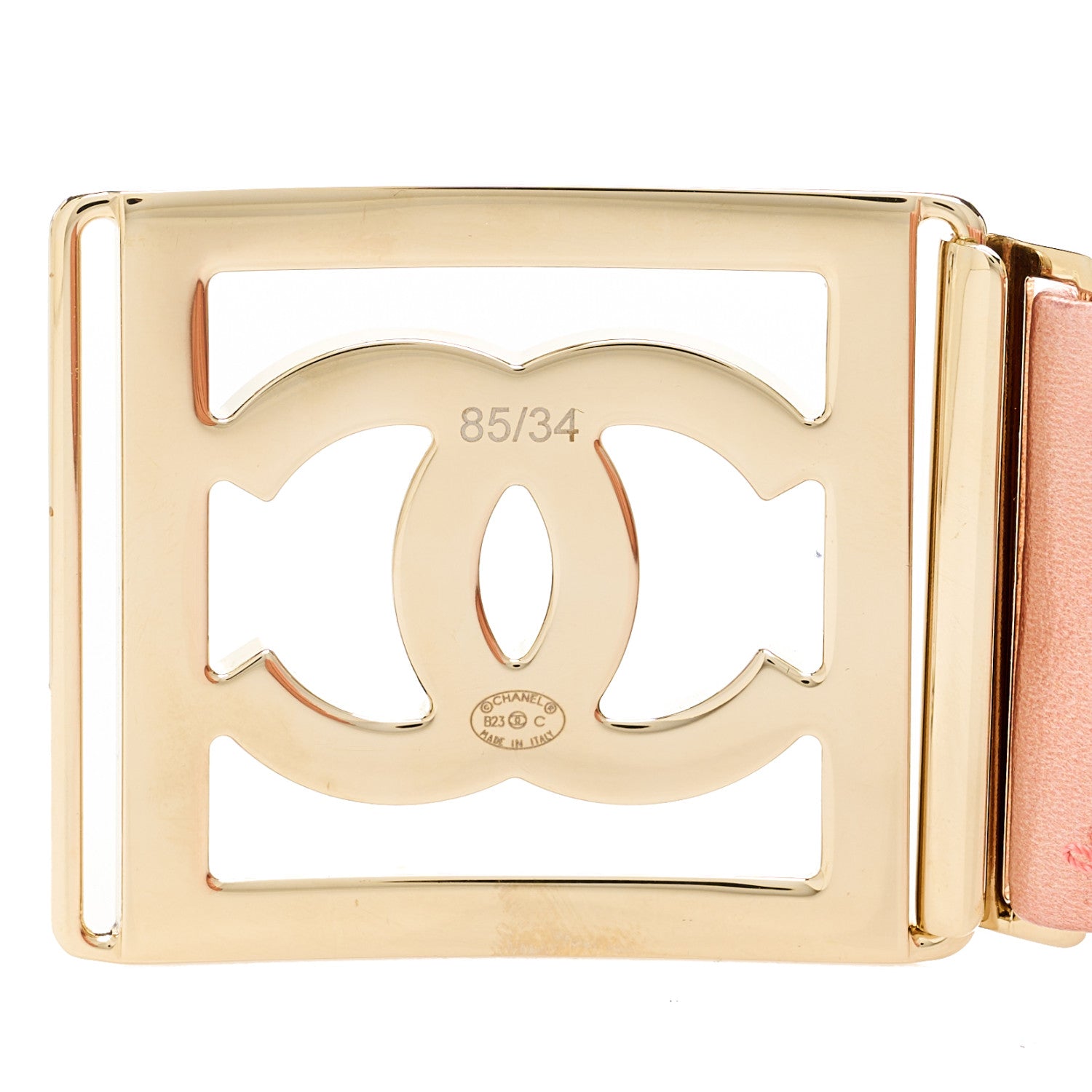 Chanel Metallic Lambskin Ruched CC Belt 85 34 Pink 3 of 4