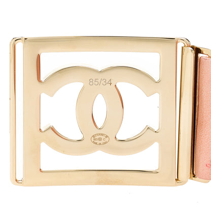 Chanel Metallic Lambskin Ruched CC Belt 85 34 Pink 3 of 4