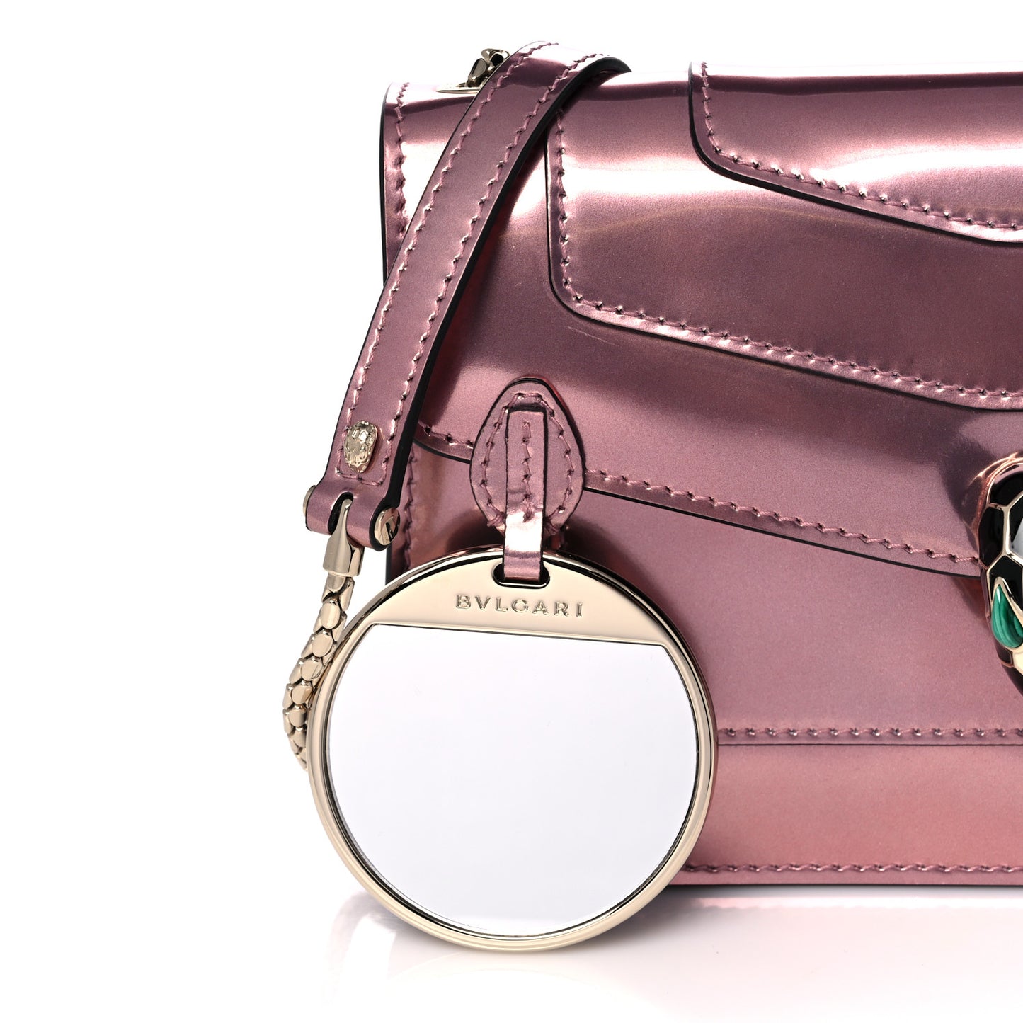 Metallic Calfskin Serpenti Medium Crossbody Bag Pink