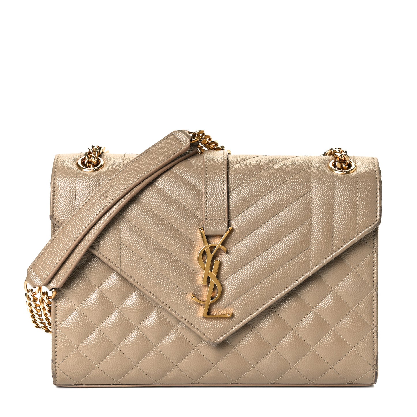 Grain De Poudre Textured Mixed Matelasse Medium Triquilt Monogram Satchel Latte Cream