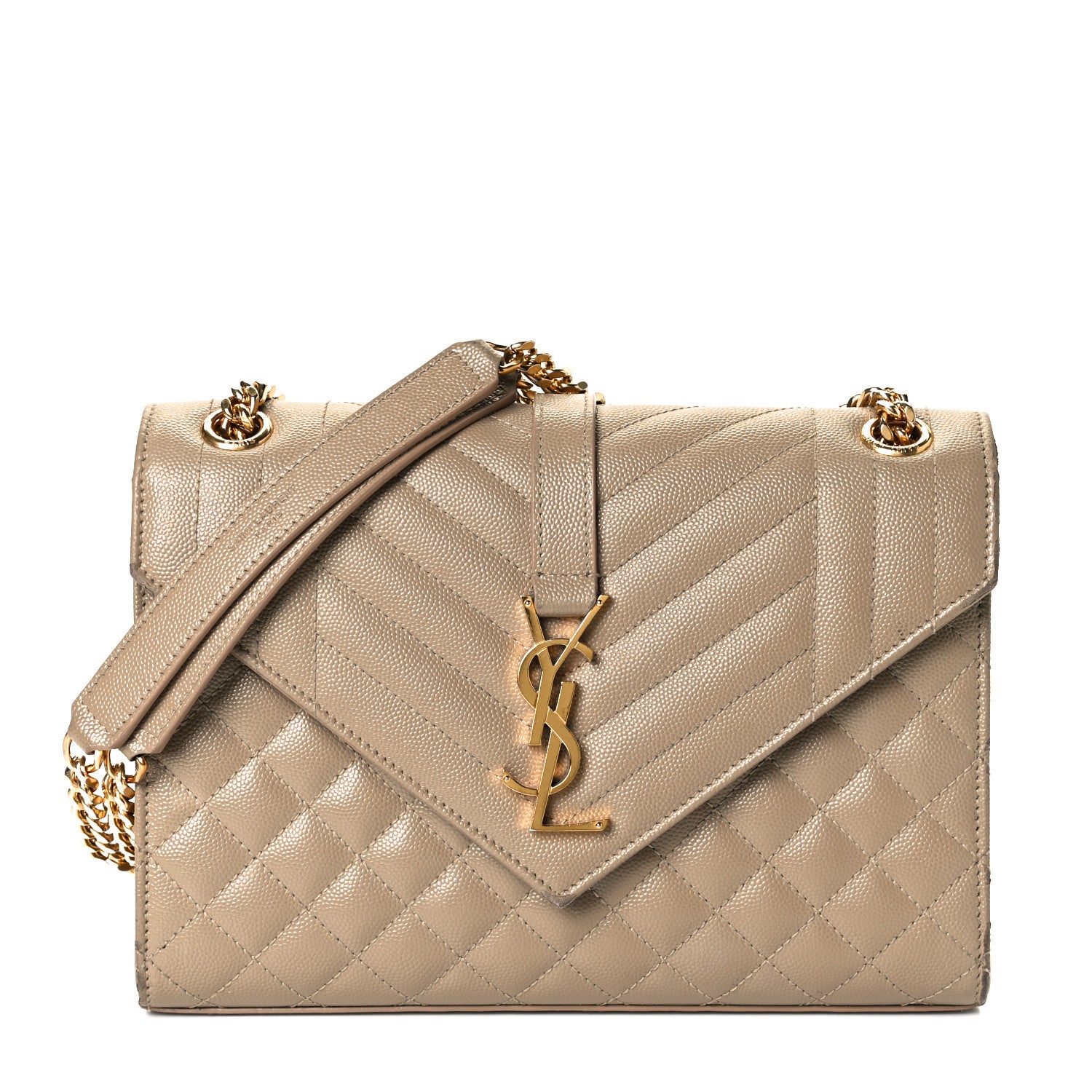 Saint Laurent Grain De Poudre Textured Mixed Matelasse Medium Triquilt Monogram Satchel Latte Cream 1 of 13