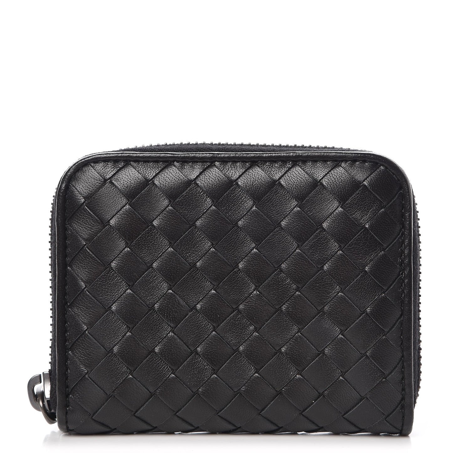 Nappa Intrecciato Zip Around Coin Purse Black