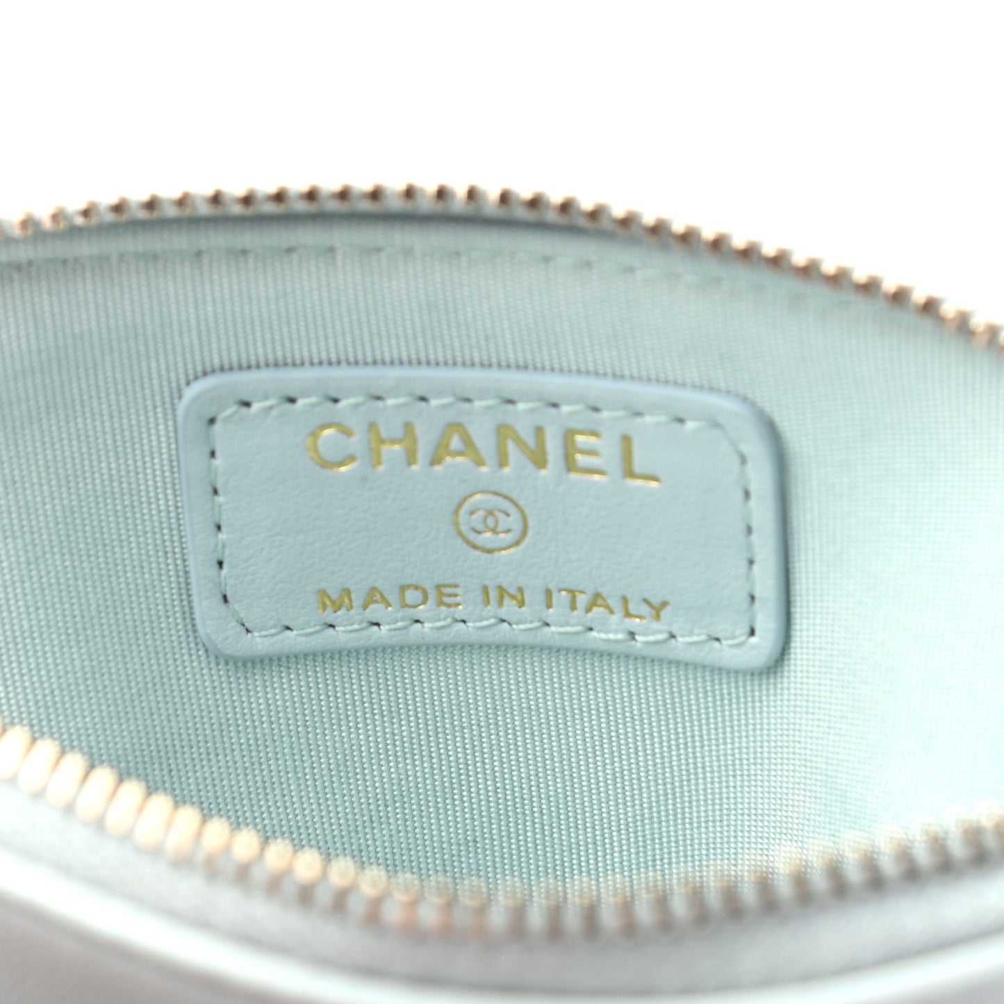 Lambskin Quilted Chanel 19 Zip Card Holder Wallet Light Blue