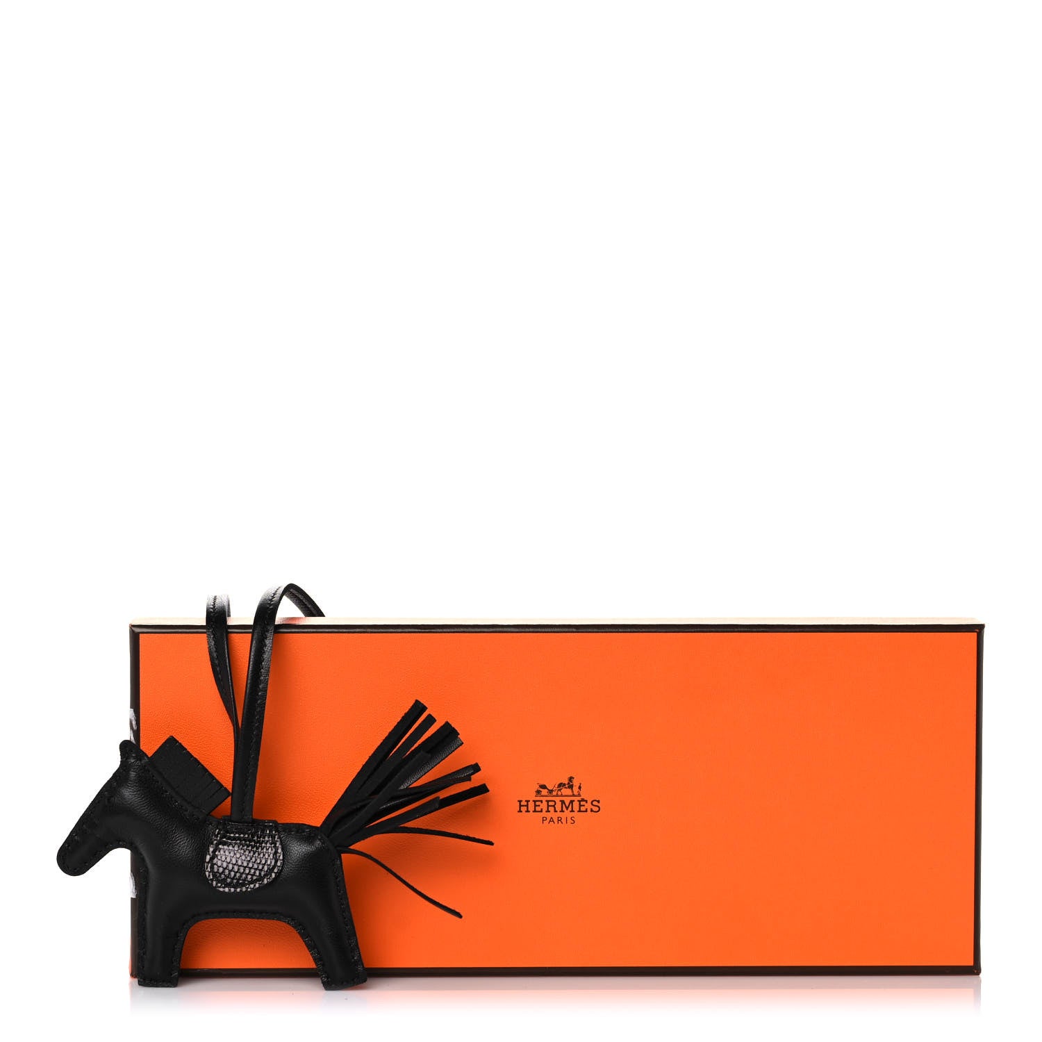 Hermes Milo Lambskin Lizard Touch Grigri Rodeo Horse Bag Charm PM So Black 5 of 5