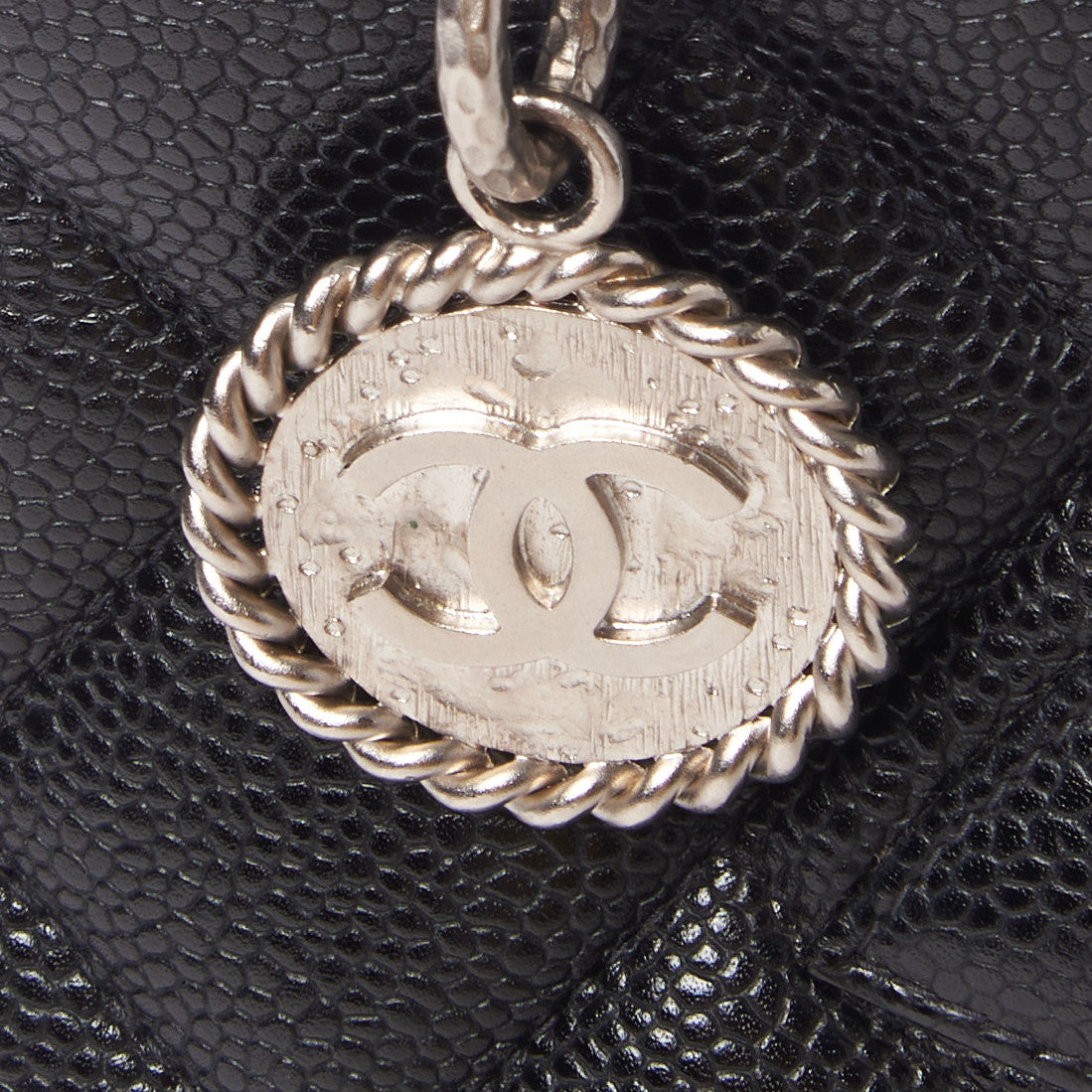 Caviar Quilted Medallion Tote Black
