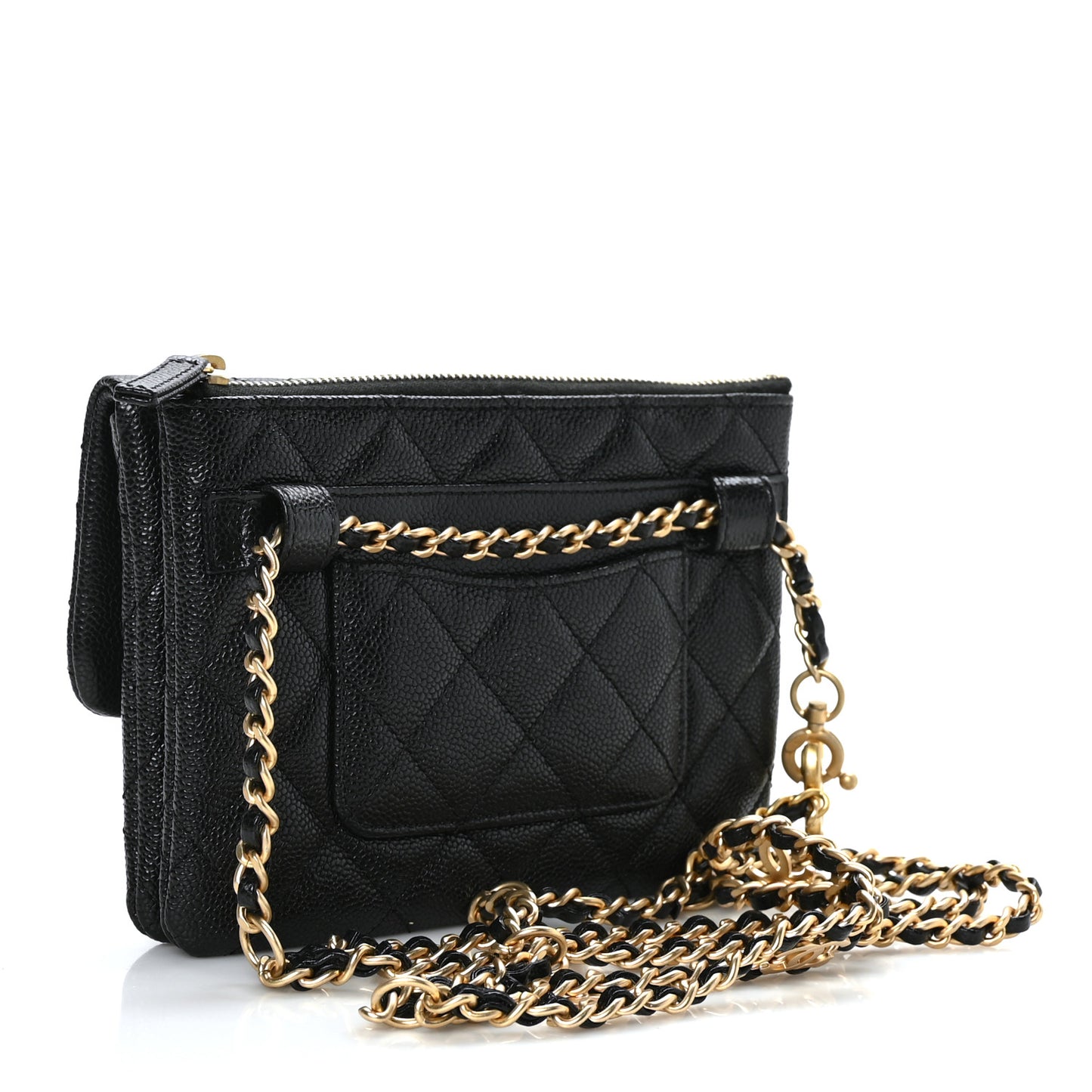 Shiny Caviar Pick Me Up Flap Belt Bag Black