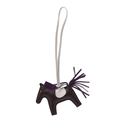 Hermes Milo Lambskin Grigri Rodeo Horse Bag Charm PM Rouge Sellier Craie Violet 1 of 5