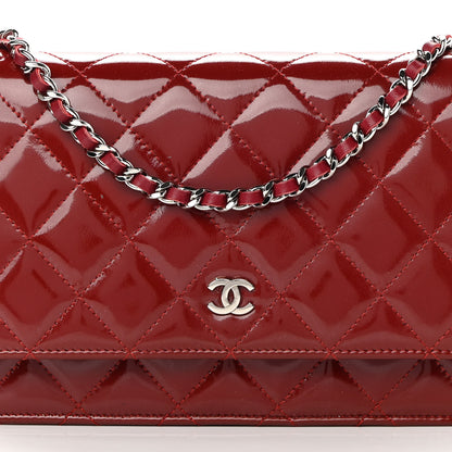 Chanel Patent Quilted Wallet On Chain WOC Red 9 of 21